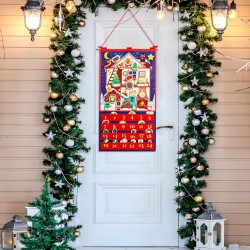 DPKOW 2025 Calendrier de l'Avent de Noël en Feutre avec 24 Pochettes et Un Poteau, Calendrier de l'Avent à Remplir avec 24 Deco 