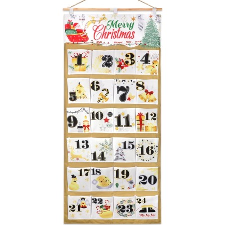 DPKOW Tissu Calendrier de l'Avent à Remplir 2025, Vide Calendrier de l'Avent a Remplir Soit Meme, Bricolage Calendrier de l'Aven