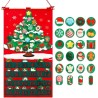 DPKOW 2025 Calendrier de l'Avent de Sapin de Noël en Feutre avec 24 Pochettes et un Poteau, Calendrier de l'Avent à Remplir avec