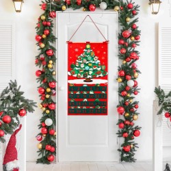 DPKOW 2025 Calendrier de l'Avent de Sapin de Noël en Feutre avec 24 Pochettes et un Poteau, Calendrier de l'Avent à Remplir avec
