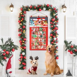 DPKOW Calendrier de l'Avent Chien 2025, calendrier de l'Avent à remplir en tissu réutilisable avec 24 poches & poteau, calendrie