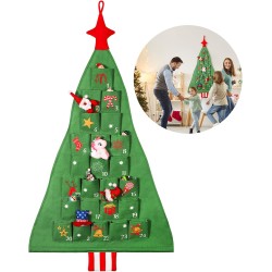 DPKOW 2025 Calendrier de l'Avent pour sapin de Noël à remplir Tissu, 125 x 69 cm Calendrier de l'Avent Tapisserie à suspendre Ré