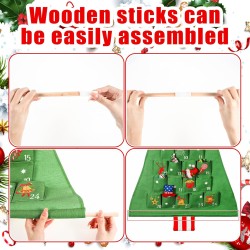 DPKOW 2025 Calendrier de l'Avent pour sapin de Noël à remplir Tissu, 125 x 69 cm Calendrier de l'Avent Tapisserie à suspendre Ré