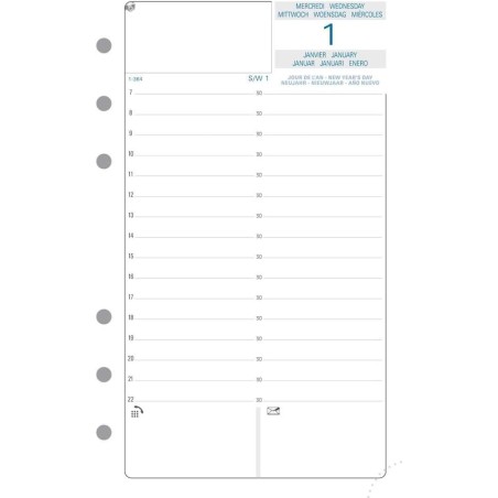 Exacompta - 18250E - Recharge Exatime 17 - 10,5 x 17,2 cm - Journalier millésimé Janvier à décembre 2026