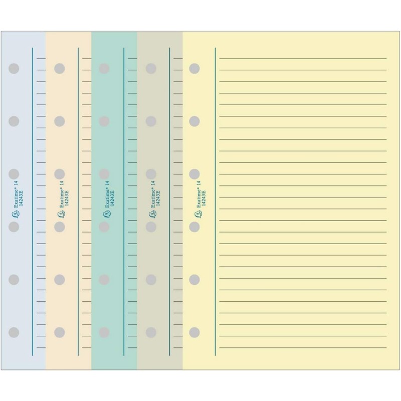 Exacompta - 18551E - Recharge Feuillets Travers pour Organiseur Exatime 17 - 44 feuillets - 9,8 x 17 cm - Coloris aléatoires