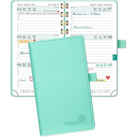 POPRUN Agenda De poche 2025 2026 Semainier 16,5 x 9 cm D'Août 2025 à Déc 2026 - Petit Planner Scolaire 17 Mois avec Couverture S