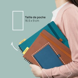 POPRUN Agenda De poche 2025 2026 Semainier 16,5 x 9 cm D'Août 2025 à Déc 2026 - Petit Planner Scolaire 17 Mois avec Couverture S