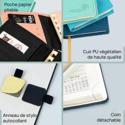 POPRUN Agenda De poche 2025 2026 Semainier 16,5 x 9 cm D'Août 2025 à Déc 2026 - Petit Planner Scolaire 17 Mois avec Couverture S