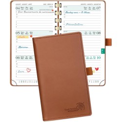 POPRUN Agenda De poche 2025 2026 Semainier 16,5 x 9 cm D'Août 2025 à Déc 2026 - Petit Planner Scolaire 17 Mois avec Couverture S