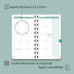 POPRUN Agenda De poche 2025 2026 Semainier 16,5 x 9 cm D'Août 2025 à Déc 2026 - Petit Planner Scolaire 17 Mois avec Couverture S