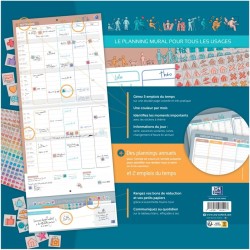 Calendrier Oxford Famille Scolaire 16 Mois 30x30cm 1 Mois sur 2 Pages Année 2025-2026 Bleu