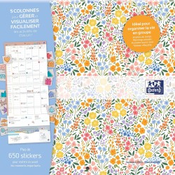 Calendrier Oxford Flowers Scolaire 16 Mois 30x30cm 1 Mois sur 2 Pages Année 2025-2026 Assorti