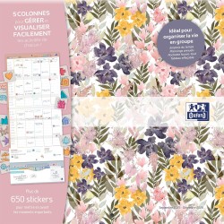 Calendrier Oxford Flowers Scolaire 16 Mois 30x30cm 1 Mois sur 2 Pages Année 2025-2026 Assorti