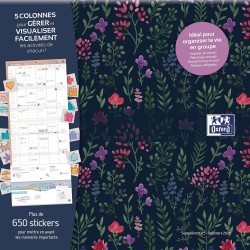 Calendrier Oxford Flowers Scolaire 16 Mois 30x30cm 1 Mois sur 2 Pages Année 2025-2026 Assorti