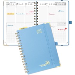 POPRUN Agenda 2025 2026 Semainier 21 x 16,5cm D'Août 2025 à Déc 2026, Planner Vertical Scolaire 17 Mois avec Couverture Rigide S