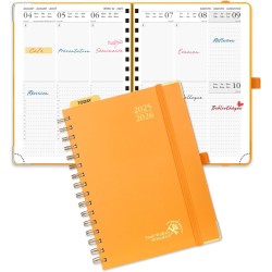 Poprun agenda 2025 2026 semainier 21 x 16,5cm d'août 2025 à déc 2026, planner vertical scolaire 17 mois avec couverture rigide s