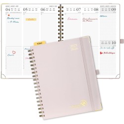 POPRUN Agenda 2025 2026 Semainier 25,5 x 21,5cm D'Août 2025 à Déc 2026, Planner Vertical Scolaire 17 Mois Couverture Rigide Spir