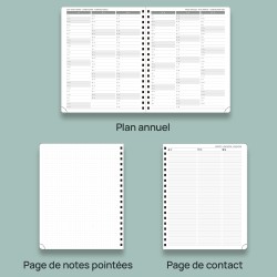 POPRUN Agenda 2025 2026 Semainier 25,5 x 21,5cm D'Août 2025 à Déc 2026, Planner Vertical Scolaire 17 Mois Couverture Rigide Spir