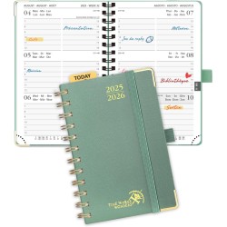 POPRUN Agenda De poche 2025 2026 A6 Semainier 16 x 10,5 cm D'Août 2025 à Déc 2026, Petit Planner Scolaire 17 Mois avec Couvertur