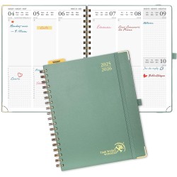 POPRUN Agenda 2025 2026 Semainier 25,5 x 21,5cm D'Août 2025 à Déc 2026, Planner Vertical Scolaire 17 Mois Couverture Rigide Spir