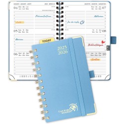 POPRUN Agenda De poche 2025 2026 A6 Semainier 16 x 10,5 cm D'Août 2025 à Déc 2026, Petit Planner Scolaire 17 Mois avec Couvertur