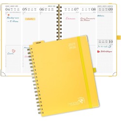 POPRUN Agenda 2025 2026 Semainier 25,5 x 21,5cm D'Août 2025 à Déc 2026, Planner Vertical Scolaire 17 Mois Couverture Rigide Spir