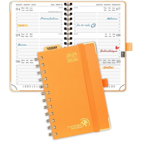 Poprun agenda de poche 2025 2026 a6 semainier 16 x 10,5 cm d'août 2025 à déc 2026, petit planner scolaire 17 mois avec couvertur