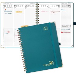 POPRUN Agenda 2025 2026 Semainier 25,5 x 21,5cm D'Août 2025 à Déc 2026, Planner Vertical Scolaire 17 Mois Couverture Rigide Spir