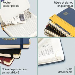 POPRUN Agenda De poche 2025 2026 A6 Semainier 16 x 10,5 cm D'Août 2025 à Déc 2026, Petit Planner Scolaire 17 Mois avec Couvertur