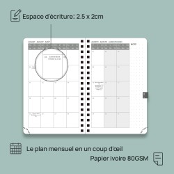 POPRUN Agenda De poche 2025 2026 A6 Semainier 16 x 10,5 cm D'Août 2025 à Déc 2026, Petit Planner Scolaire 17 Mois avec Couvertur