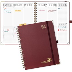 POPRUN Agenda 2025 2026 Semainier 25,5 x 21,5cm D'Août 2025 à Déc 2026, Planner Vertical Scolaire 17 Mois Couverture Rigide Spir
