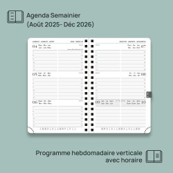 POPRUN Agenda De poche 2025 2026 A6 Semainier 16 x 10,5 cm D'Août 2025 à Déc 2026, Petit Planner Scolaire 17 Mois avec Couvertur