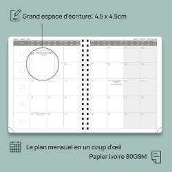 POPRUN Agenda 2025 2026 Semainier 25,5 x 21,5cm D'Août 2025 à Déc 2026, Planner Vertical Scolaire 17 Mois Couverture Rigide Spir