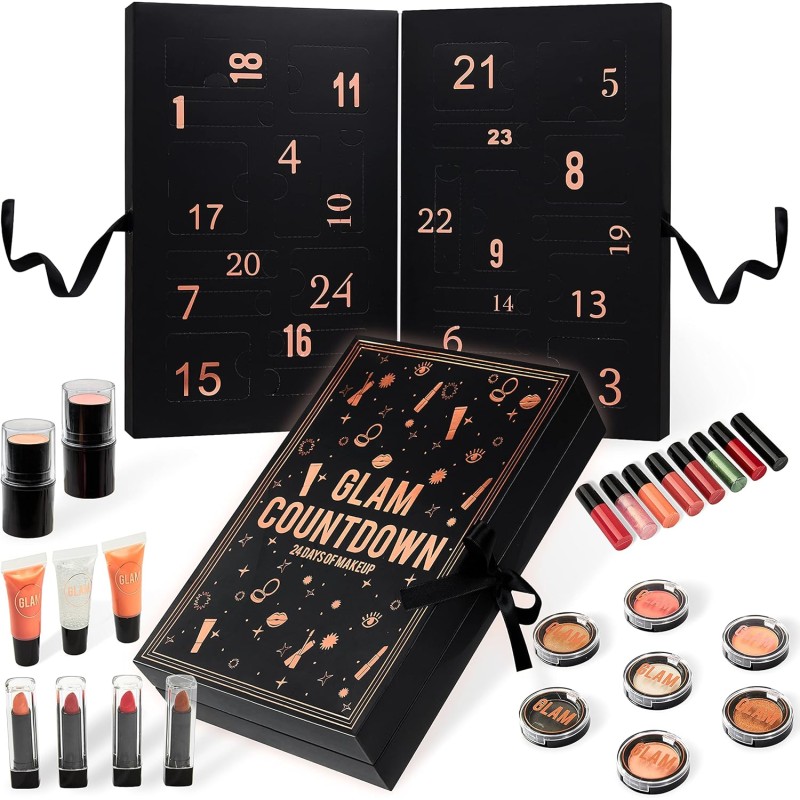 KreativeKraft Calendrier de l'Avent Beauté 2025, Coffret Maquillage, Soins Visage, Compte à Rebours de Noël, Idée Cadeau Femme, 