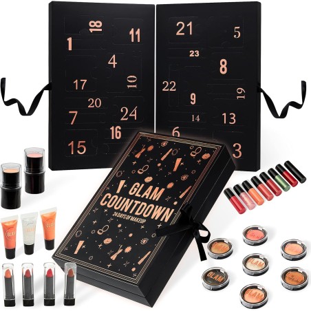 KreativeKraft Calendrier de l'Avent Beauté 2025, Coffret Maquillage, Soins Visage, Compte à Rebours de Noël, Idée Cadeau Femme, 