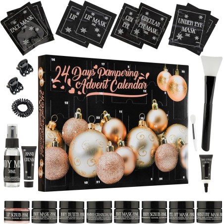 KreativeKraft Calendrier de l'Avent Beauté 2025, Coffret Maquillage, Soins Visage, Compte à Rebours de Noël, Idée Cadeau Femme, 
