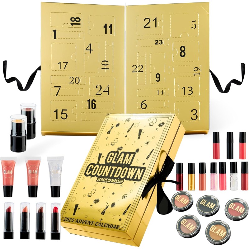 KreativeKraft Calendrier de l'Avent Beauté 2025, Coffret Maquillage, Soins Visage, Compte à Rebours de Noël, Idée Cadeau Femme, 