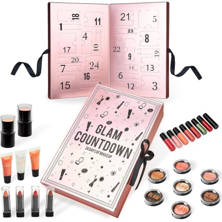 KreativeKraft Calendrier de l'Avent Beauté 2025, Coffret Maquillage, Soins Visage, Compte à Rebours de Noël, Idée Cadeau Femme, 