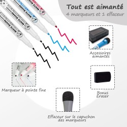 Calendrier Magnétique pour Frigo, Effaçable à Sec, 3 Plannings Mensuel, Hebdomadaire et Quotidien à Coller sur le Réfrigérateur,
