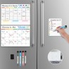 Calendrier Magnétique pour Frigo, Effaçable à Sec, 3 Plannings Mensuel, Hebdomadaire et Quotidien à Coller sur le Réfrigérateur,