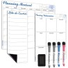 Calendrier Mensuel et Hebdomadaire Magnétique pour Frigo et Petit Tableau Liste de Courses avec 4 Marqueurs et 1 Effaceur, Idéal