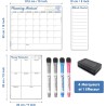 Calendrier Mensuel et Hebdomadaire Magnétique pour Frigo et Petit Tableau Liste de Courses avec 4 Marqueurs et 1 Effaceur, Idéal