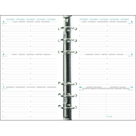 Exacompta - 18240E - Recharge Perforée - Exatime 17-10,5 cm x 17,2 cm - la Semaine sur 2 Pages Avec Une Grille Horizontale - Sep