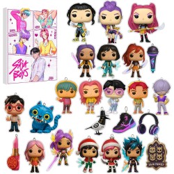 Calendrier de l'Avent K Pop De-mon H-Hunters Merch,KKPop H-Hunters Noël 2025 Avec Compte à Rebours de 24 Jours,K-POP Huntrix Fig