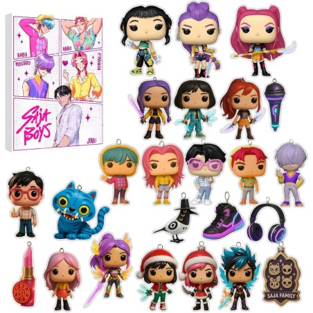 Calendrier de l'Avent K Pop De-mon H-Hunters Merch,KKPop H-Hunters Noël 2025 Avec Compte à Rebours de 24 Jours,K-POP Huntrix Fig