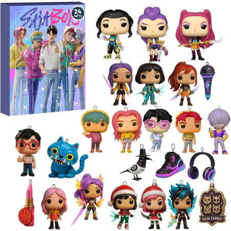 Calendrier de l'Avent K Pop De-mon H-Hunters Merch,KKPop H-Hunters Noël 2025 Avec Compte à Rebours de 24 Jours,K-POP Huntrix Fig