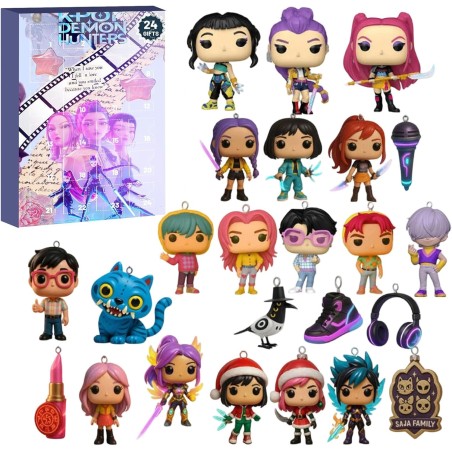 Calendrier de l'Avent K Pop De-mon H-Hunters Merch,KKPop H-Hunters Noël 2025 Avec Compte à Rebours de 24 Jours,K-POP Huntrix Fig