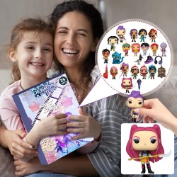 Calendrier de l'Avent K Pop De-mon H-Hunters Merch,KKPop H-Hunters Noël 2025 Avec Compte à Rebours de 24 Jours,K-POP Huntrix Fig