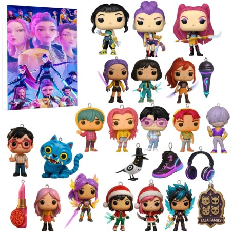 Calendrier de l'Avent K Pop De-mon H-Hunters Merch,KKPop H-Hunters Noël 2025 Avec Compte à Rebours de 24 Jours,K-POP Huntrix Fig