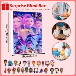 Calendrier de l'Avent K Pop De-mon H-Hunters Merch,KKPop H-Hunters Noël 2025 Avec Compte à Rebours de 24 Jours,K-POP Huntrix Fig